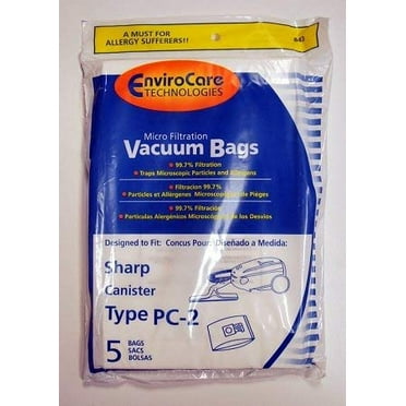 EnviroCare Replacement Vacuum Bags for Sharp Canister Type PC-2 10 Pack EC-10PC2 EC-05PC2 EC-PC4 EC-6312P 